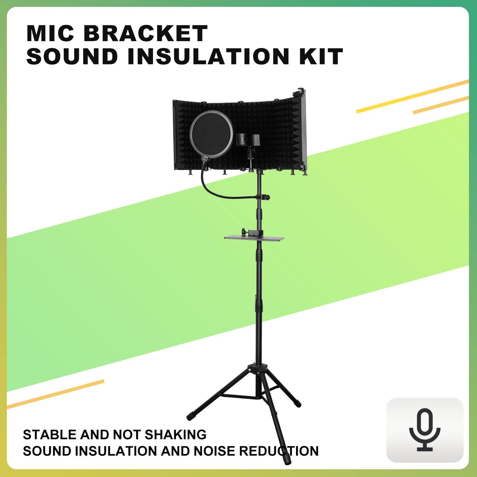 Recording Pop Filter - Studio-Mikrofon-Isolationskabine mit Höhenverstellbarem Stativ, Hochdichter Schaumstoff-Popfilter,