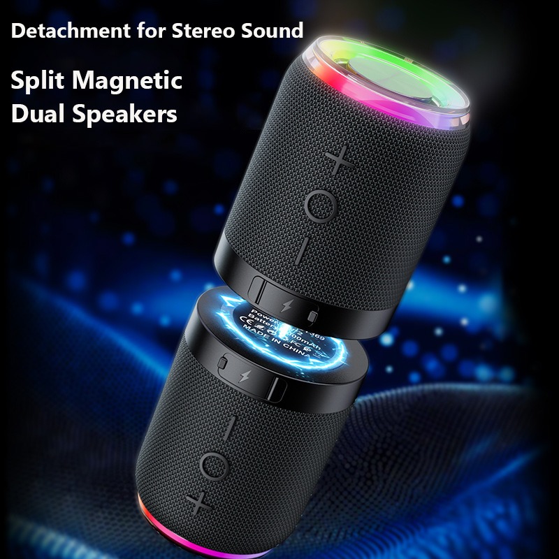 Audio Music Spotify - Magnetischer 2-in-1-Bluetooth-Lautsprecher mit RGB-Lichtstoff, TWS-Stereo-Subwoofer, tragbare