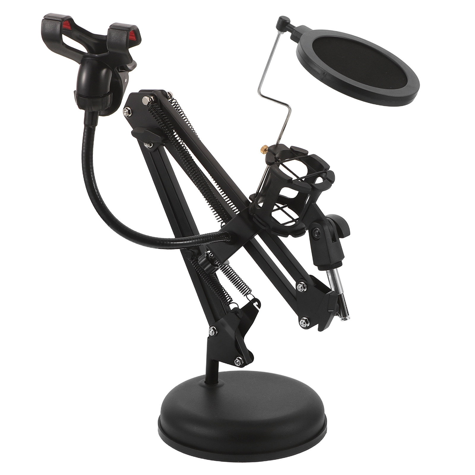 Recording Pop Filter - Verstellbarer Desktop-Mikrofonarmständer mit Doppelhalterung, Pop-Filter, Mikrofonhalterung,