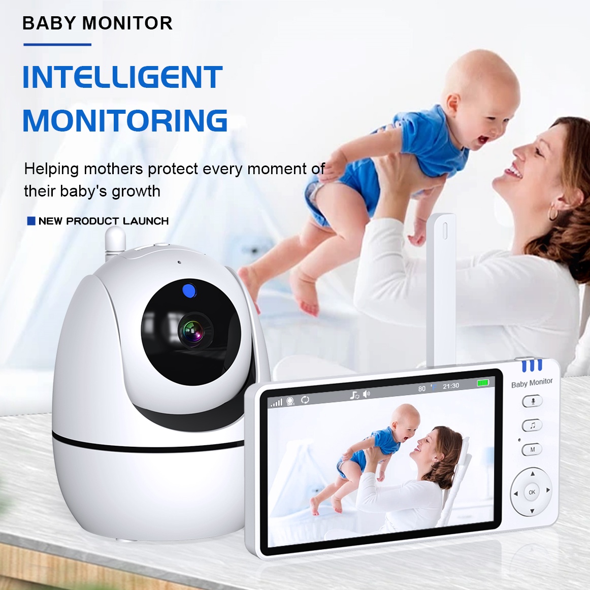 Audio Music Network - 5-Zoll-Video-Babyphone 2,4g drahtlose Überwachung Zwei-Wege-Audio-Display Video-Digital
