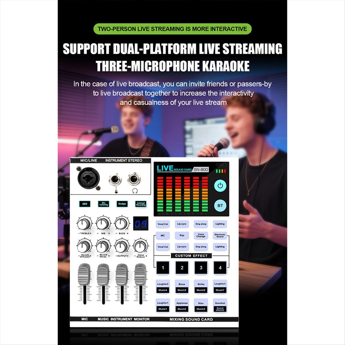 Audio Music Mixer - DTC5 SN800 Live-Soundkarte Stimmverzerrer Audio-Mixer für