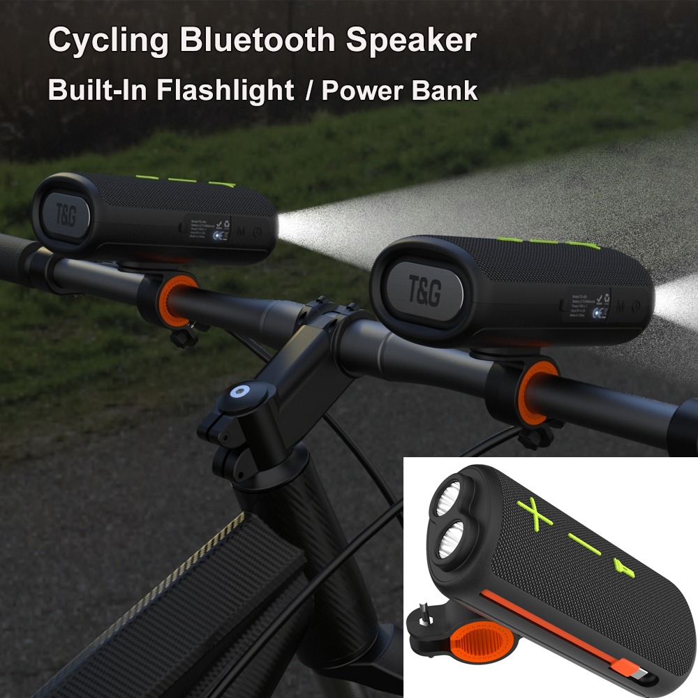 Audio Music Spotify - Multifunktionaler Outdoor-Fahrrad-Bluetooth-Lautsprecher, IPX5 Wasserdichte Fahrradhalterung mit