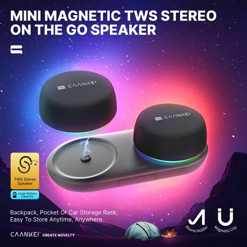 Audio Music Spotify - Magnetischer Bluetooth-Lautsprecher mit RGB-Beleuchtung, TWS-Kopplung, tragbarer