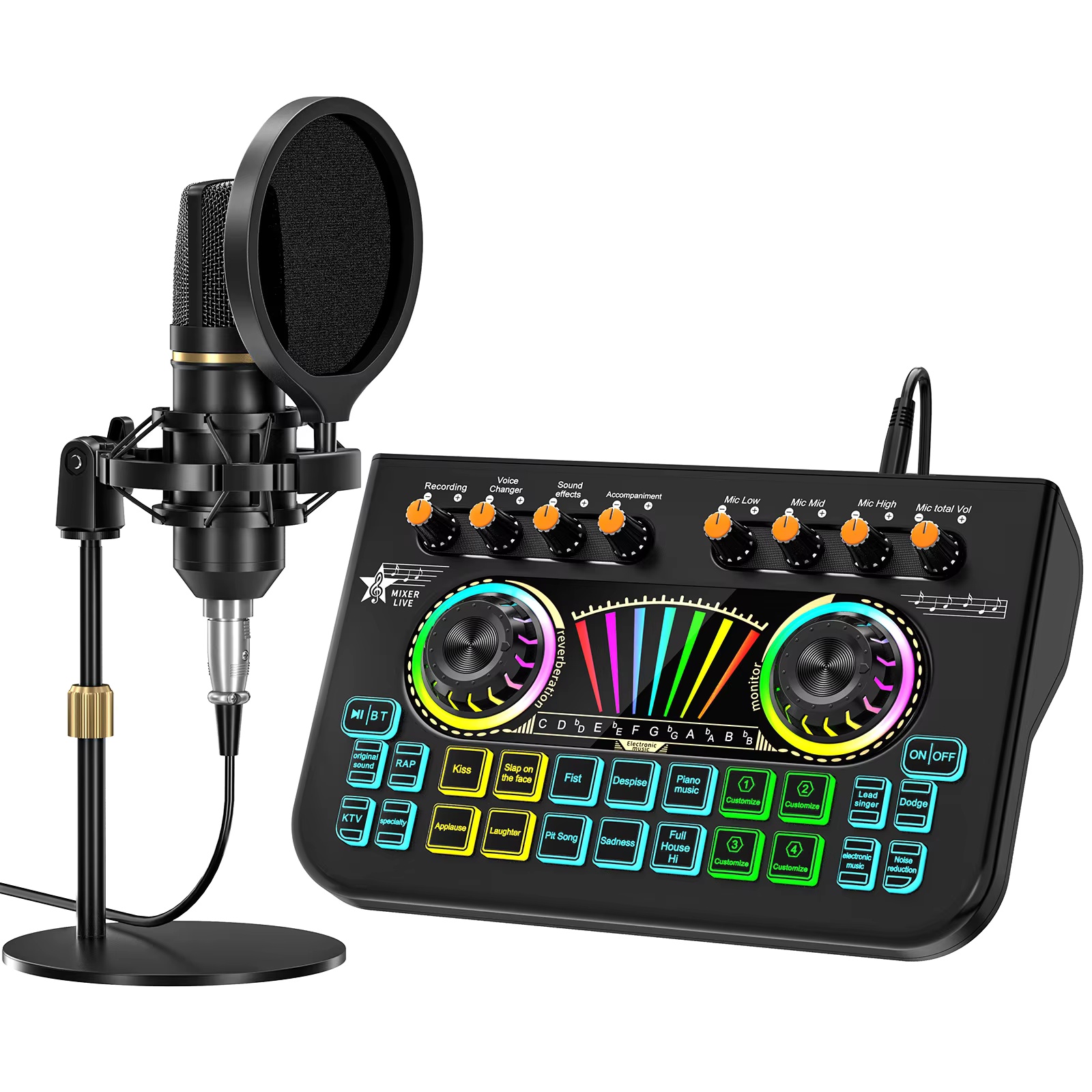 Audio Music Mixer - Tenlamp X3 BM800 Podcast-Mikrofon-Set mit 3,5-mm-Kondensatormikrofon,