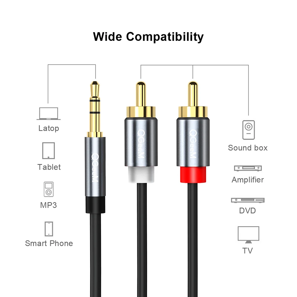 QGeeM RCA-Kabel 2RCA auf 3,5mm – Audio Music Mixer Bewertung und Preis